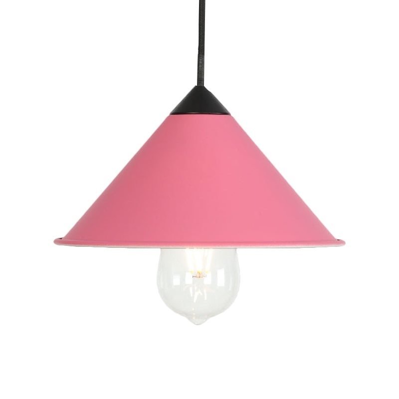 Modern Cone Ceiling Lamp - Single Bulb Suspended Light in Black/Grey/Pink for Kitchen