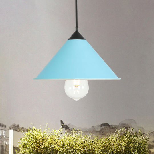 Modern Cone Ceiling Lamp - Single Bulb Suspended Light in Black/Grey/Pink for Kitchen