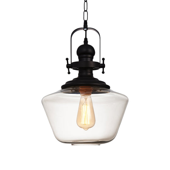 Farmhouse Style Black Globe Pendant Ceiling Light with Clear Glass - Perfect for Living Room and More