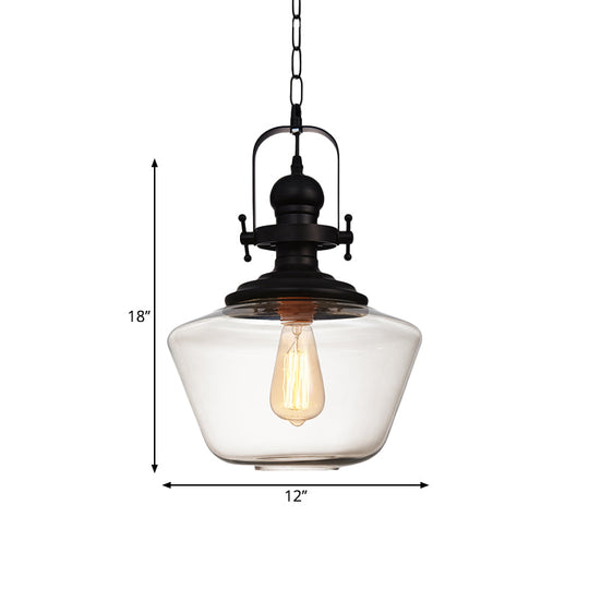 Farmhouse Style Black Globe Pendant Ceiling Light with Clear Glass - Perfect for Living Room and More