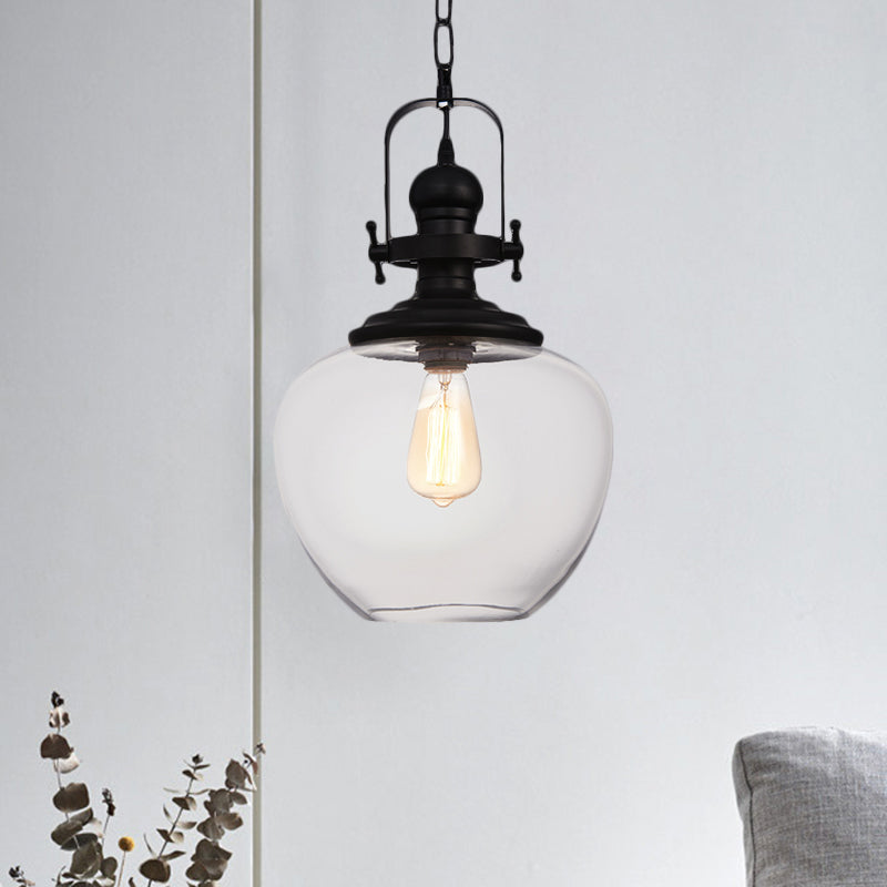 Farmhouse Style Black Globe Pendant Ceiling Light with Clear Glass - Perfect for Living Room and More