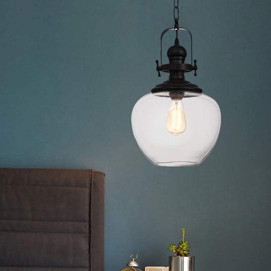 Farmhouse Style Black Globe Pendant Ceiling Light with Clear Glass - Perfect for Living Room and More