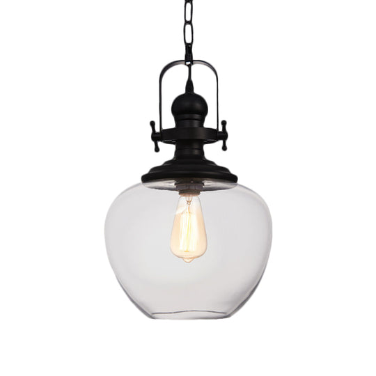 Farmhouse Style Black Globe Pendant Ceiling Light with Clear Glass - Perfect for Living Room and More