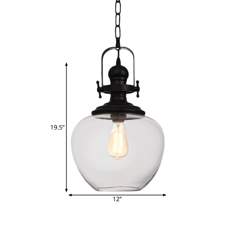 Farmhouse Style Black Globe Pendant Ceiling Light with Clear Glass - Perfect for Living Room and More