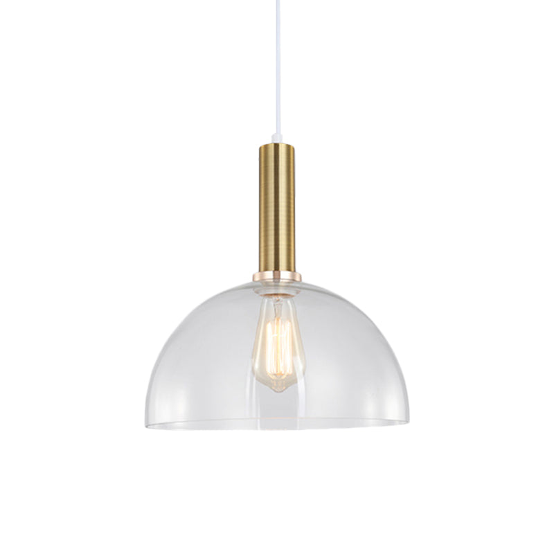 Industrial Brass Orb Pendant Light, Clear Glass Dome Ceiling Fixture with Single Bulb