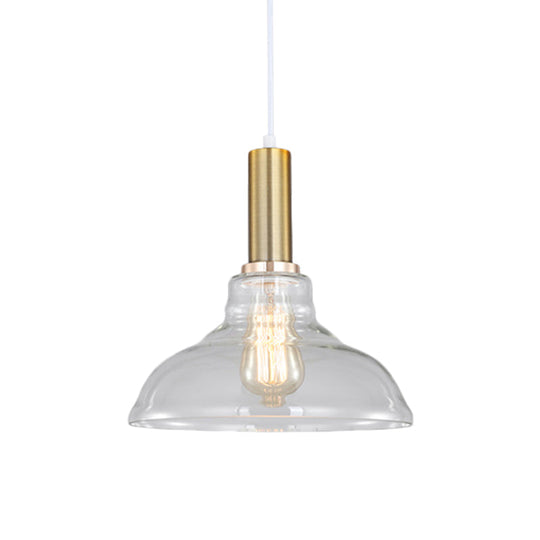 Industrial Brass Orb Pendant Light, Clear Glass Dome Ceiling Fixture with Single Bulb