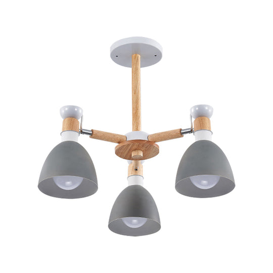 Study Room Ceiling Mount Light - Domed Metal Lamp With 3 Macaron Lights