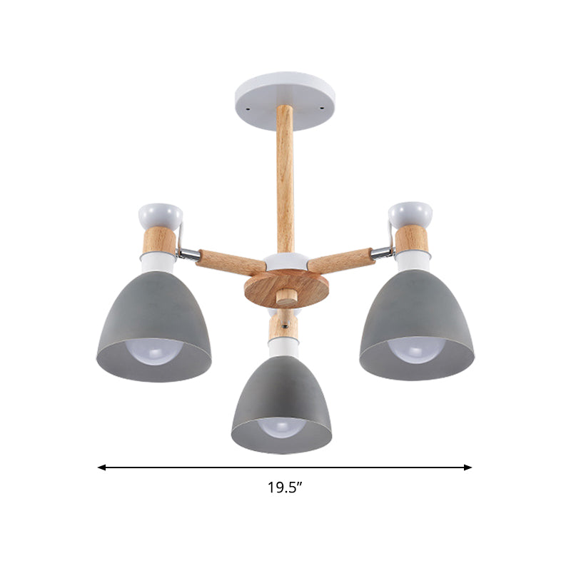 Study Room Ceiling Mount Light - Domed Metal Lamp With 3 Macaron Lights