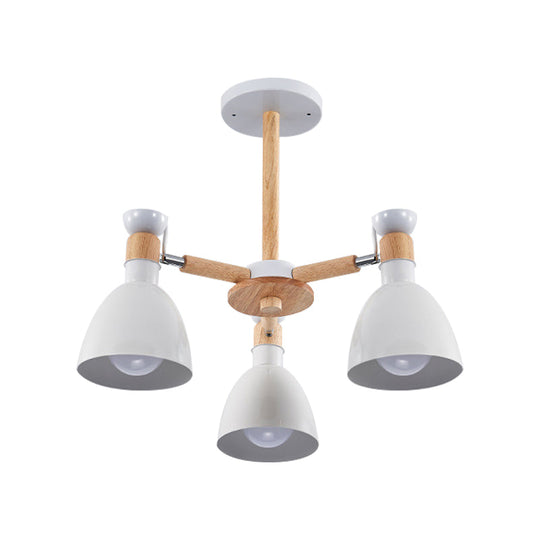 Study Room Ceiling Mount Light - Domed Metal Lamp With 3 Macaron Lights