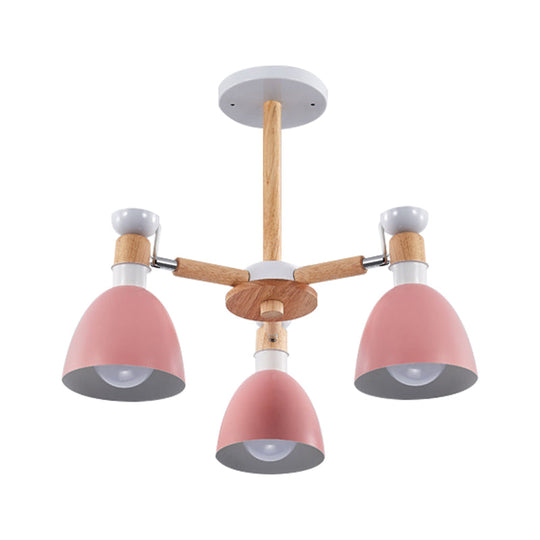 Study Room Ceiling Mount Light - Domed Metal Lamp With 3 Macaron Lights