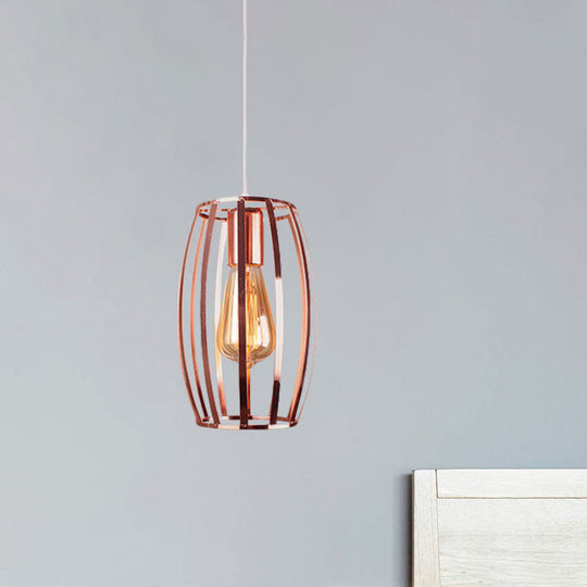 Retro Copper Wire Pendant Light With Oval Shade - Stylish Kitchen Hanging Lamp