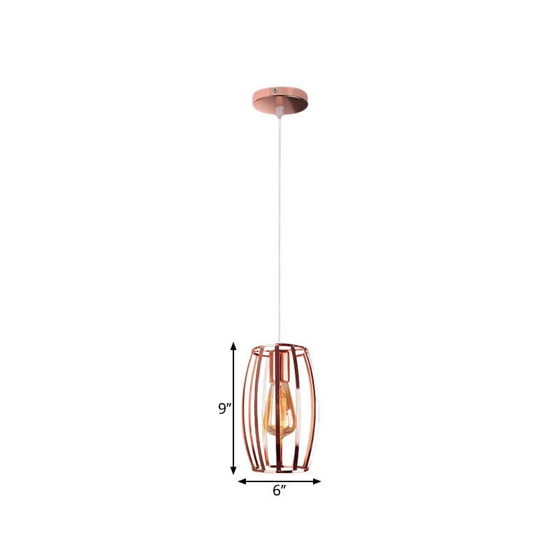 Retro Copper Wire Cage Pendant Light - Stylish Metal Kitchen Hanging Lamp