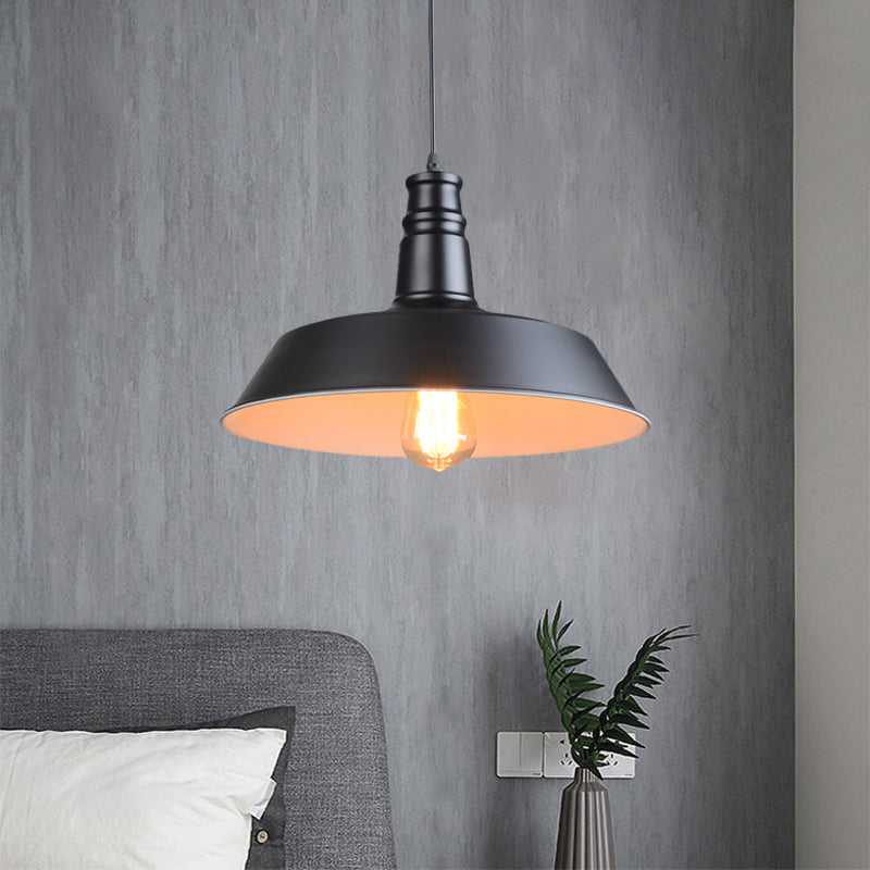 Barn Kitchen Suspension Light - 10"/14" Diameter Industrial-style Metallic Pendant Light with 1 Head in Stylish Black