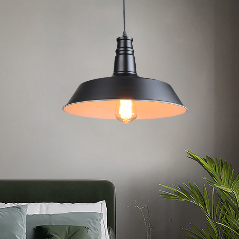 Industrial Barn Kitchen Pendant Light - 10/14 Diameter Stylish Metallic 1 Head Black Suspension