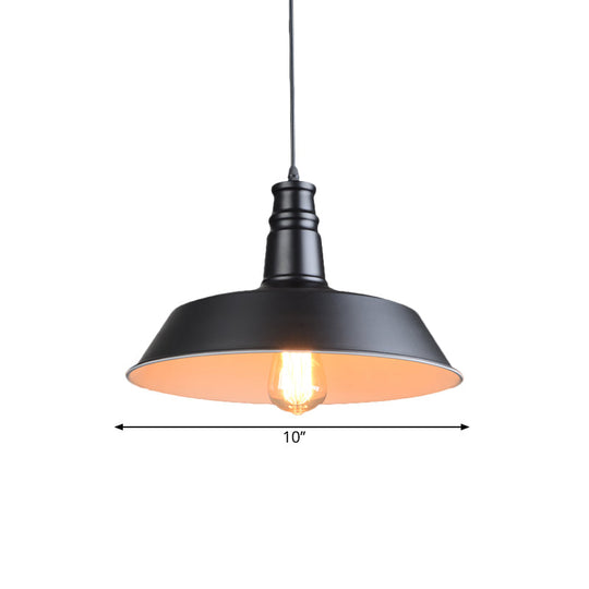 Industrial Barn Kitchen Pendant Light - 10/14 Diameter Stylish Metallic 1 Head Black Suspension