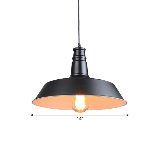 Barn Kitchen Suspension Light - 10"/14" Diameter Industrial-style Metallic Pendant Light with 1 Head in Stylish Black