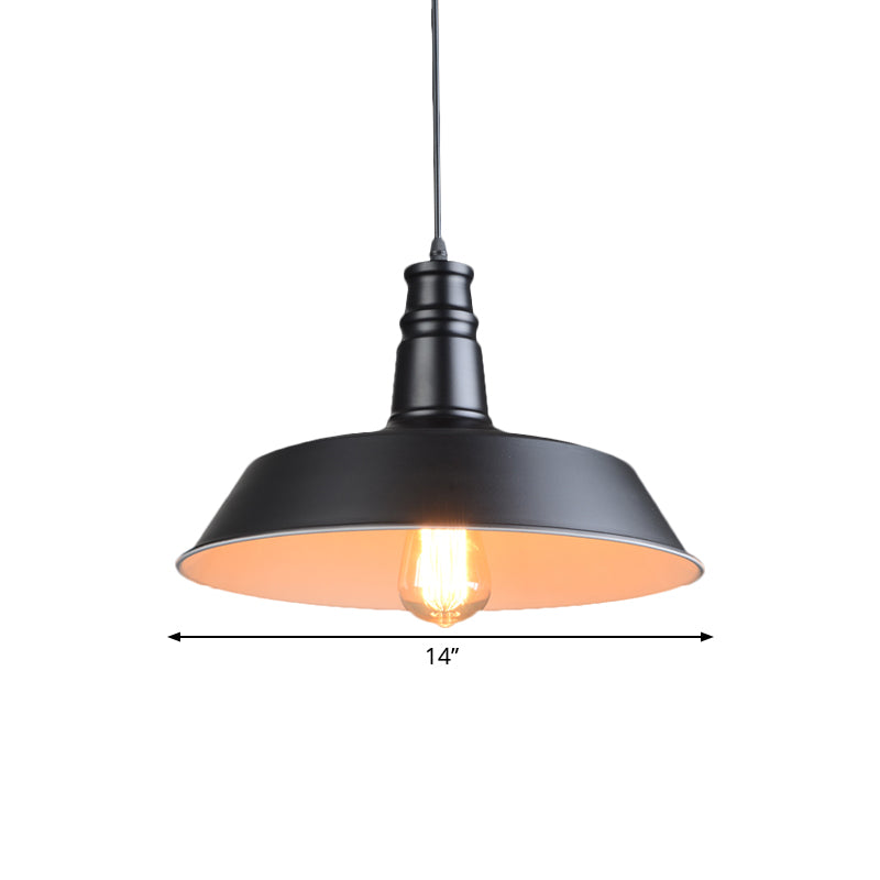 Industrial Barn Kitchen Pendant Light - 10/14 Diameter Stylish Metallic 1 Head Black Suspension