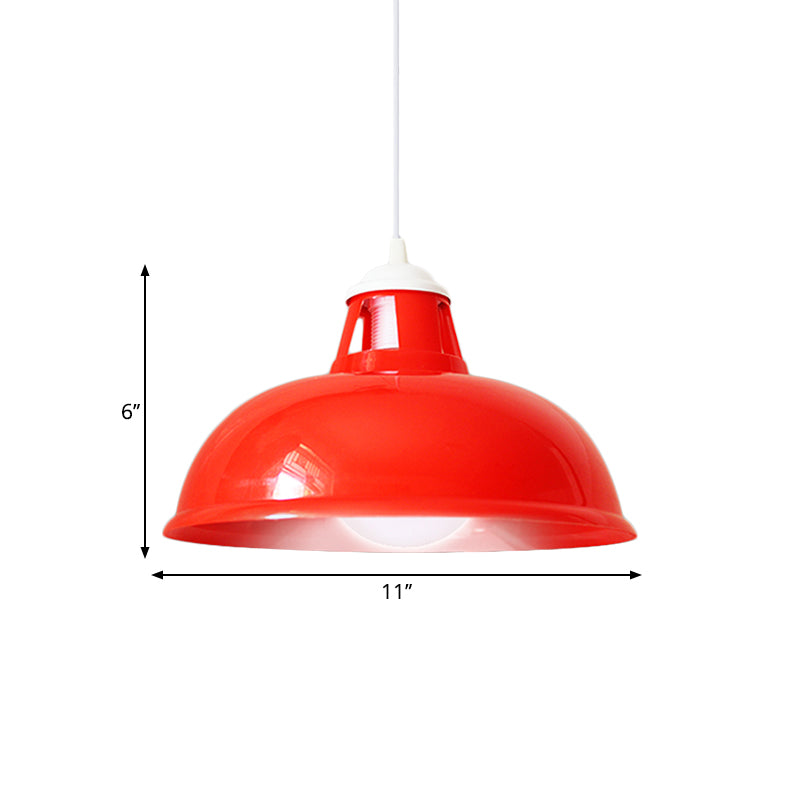 Industrial Acrylic Red Bowl Hanging Light Fixture - Modern 1-Light Bedroom Suspended Lamp