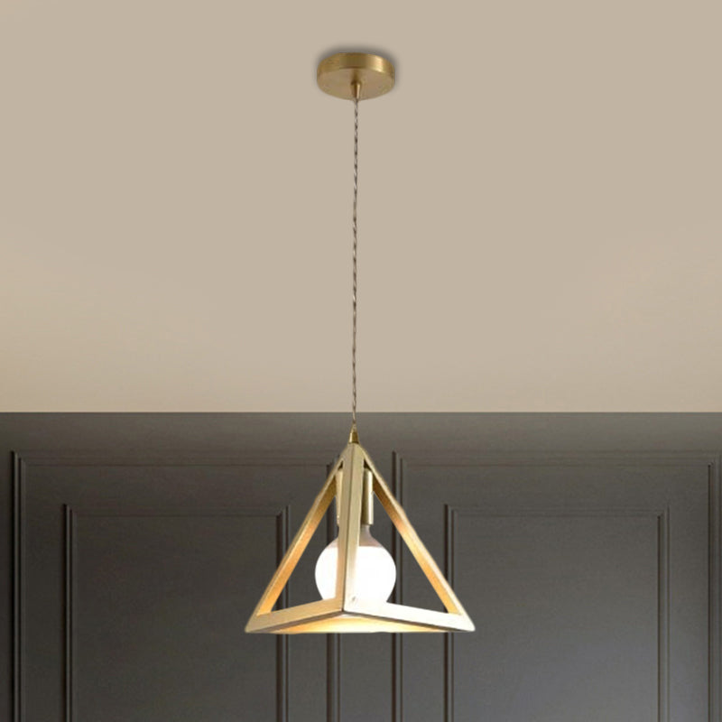 Industrial Metal Pendant Lighting With Gold Finish And Wire Frame For Dining Room Or Ambient