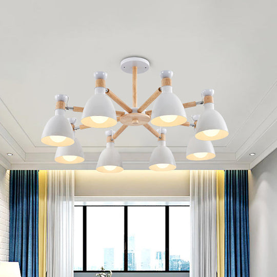 Modern Metal Domed Ceiling Pendant Chandelier - 8 Lights For Classroom Or Kindergarten