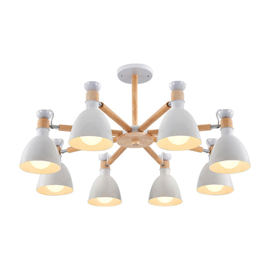 Modern Metal Domed Ceiling Pendant Chandelier - 8 Lights For Classroom Or Kindergarten