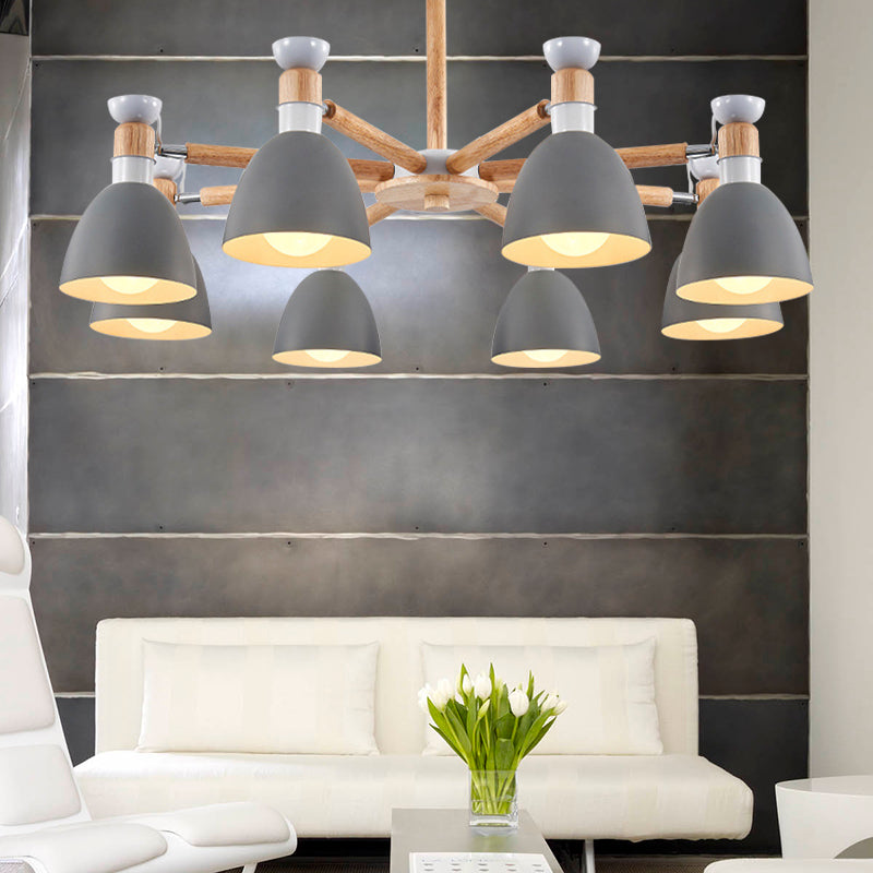 Modern Metal Domed Ceiling Pendant Chandelier - 8 Lights For Classroom Or Kindergarten