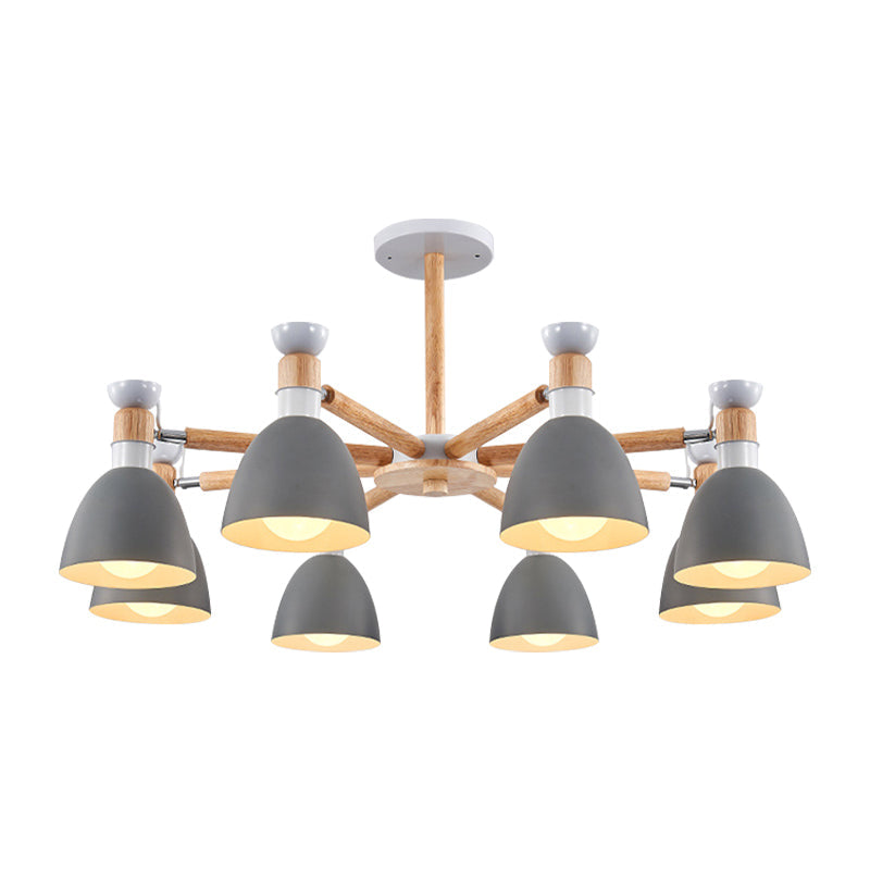 Modern Metal Domed Ceiling Pendant Chandelier - 8 Lights For Classroom Or Kindergarten