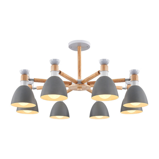 Modern Metal Domed Ceiling Pendant Chandelier - 8 Lights For Classroom Or Kindergarten