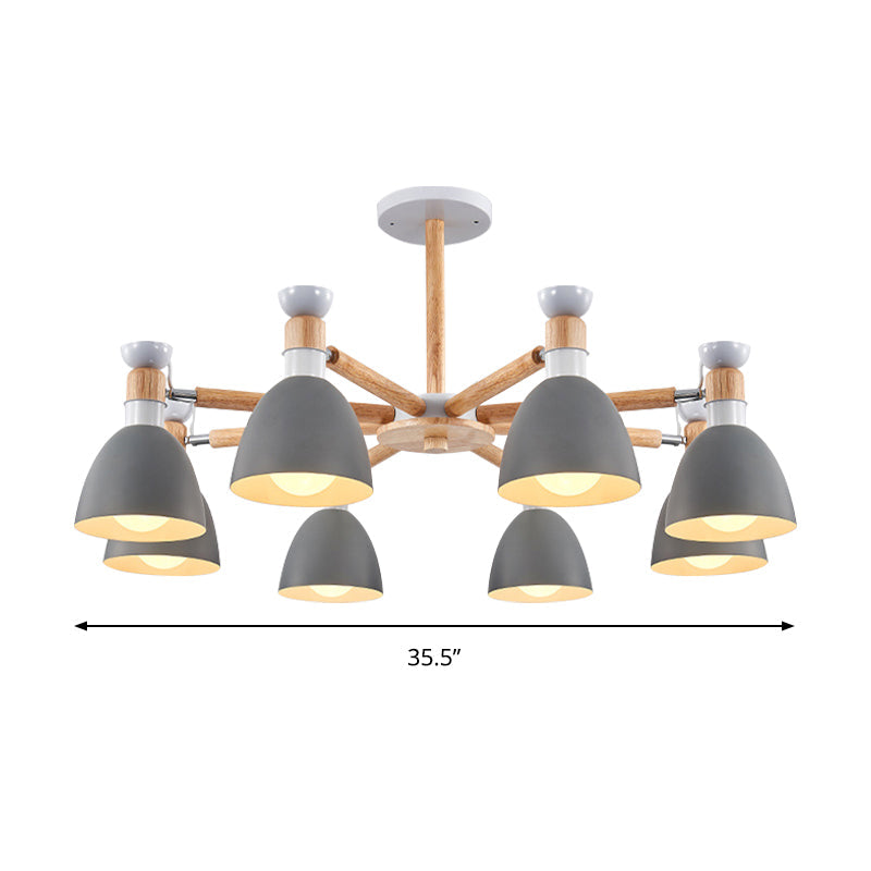 Modern Metal Domed Ceiling Pendant Chandelier - 8 Lights For Classroom Or Kindergarten