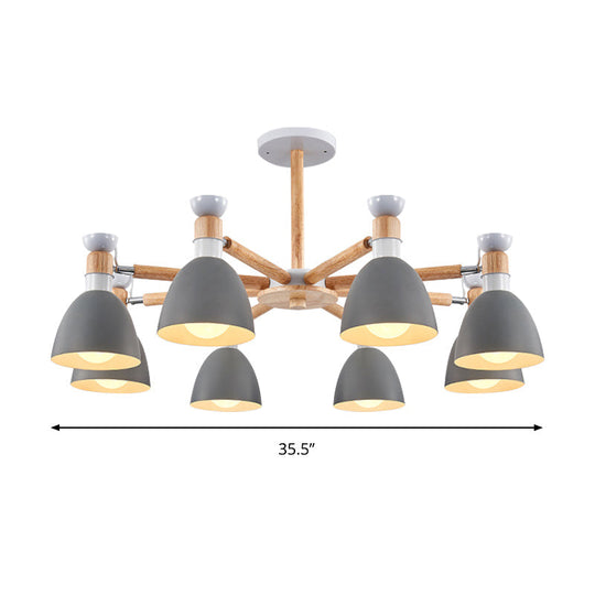 Modern Metal Domed Ceiling Pendant Chandelier - 8 Lights For Classroom Or Kindergarten