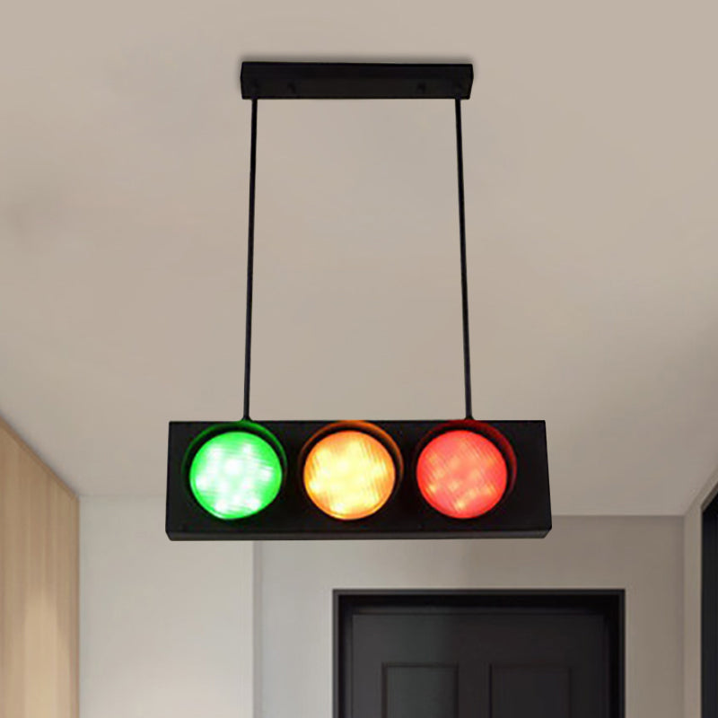 Industrial Black Metal Island Light Traffic Pendant For Living Room - 6