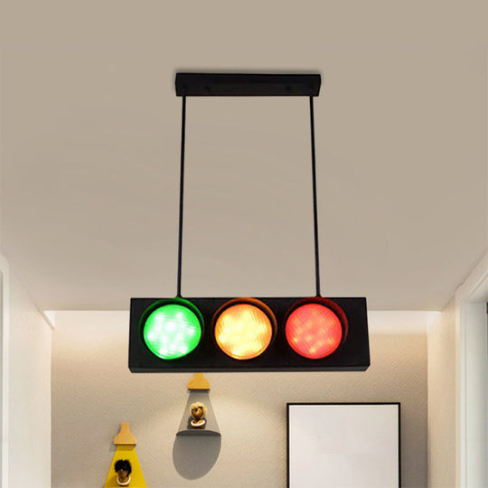 Industrial Black Metal Island Light Traffic Pendant For Living Room - 6