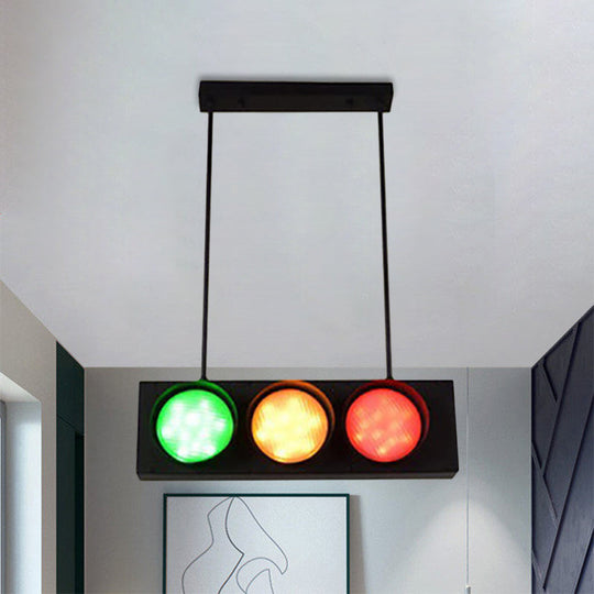 Industrial Black Metal Island Light Traffic Pendant For Living Room - 6