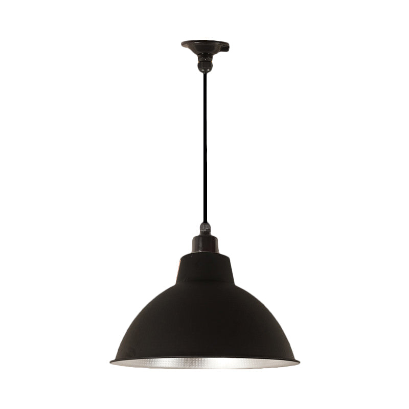 Industrial Retro Suspended Light - Black/Silver, 1 Light, 12-16" Diameter