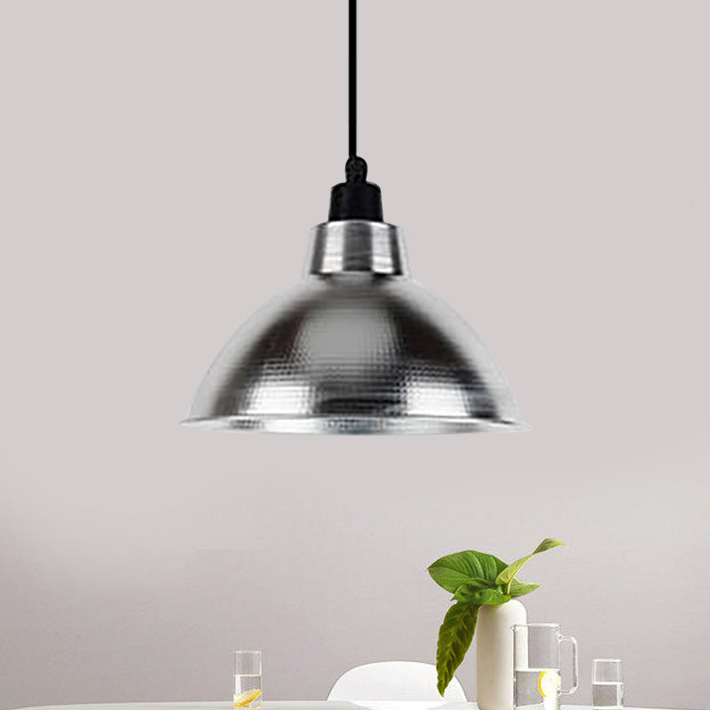 Industrial Retro Suspended Light - Black/Silver, 1 Light, 12-16" Diameter