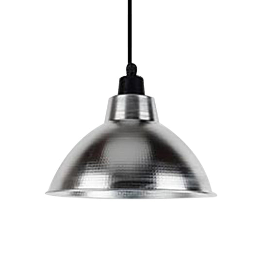 Industrial Retro Metallic 1-Light Bar Ceiling Fixture Domed Suspension - Black/Silver 12/14/16