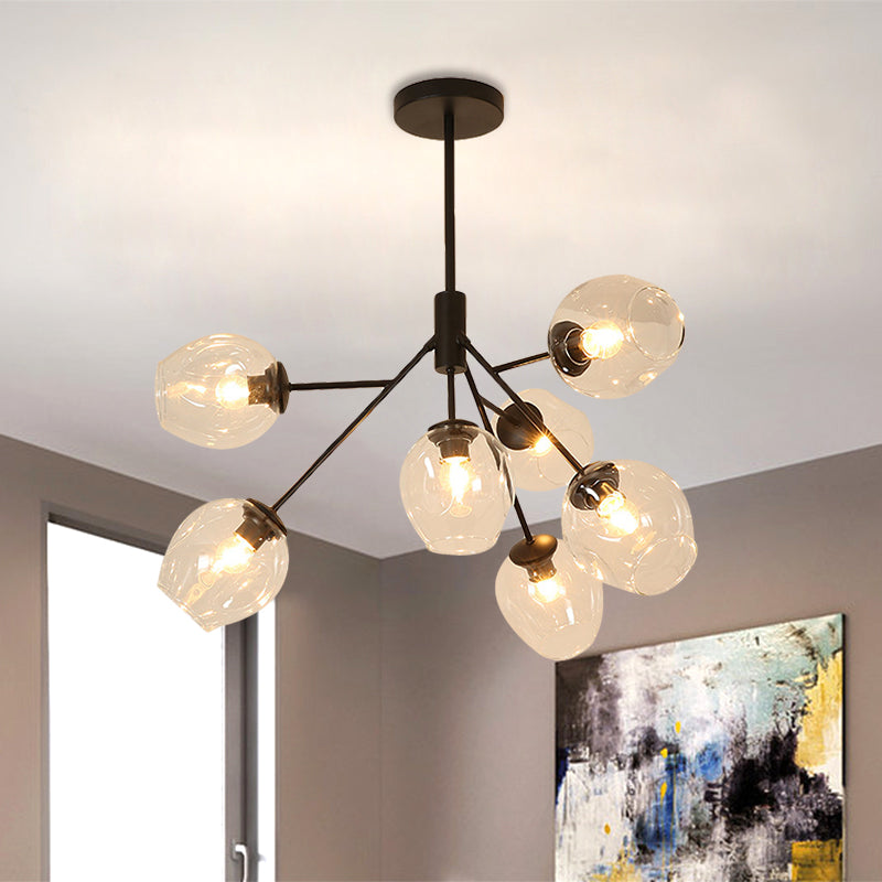 Modern Gold Finish Clear Glass Branching Chandelier - 7/9/13 Heads Simple Ceiling Pendant Light