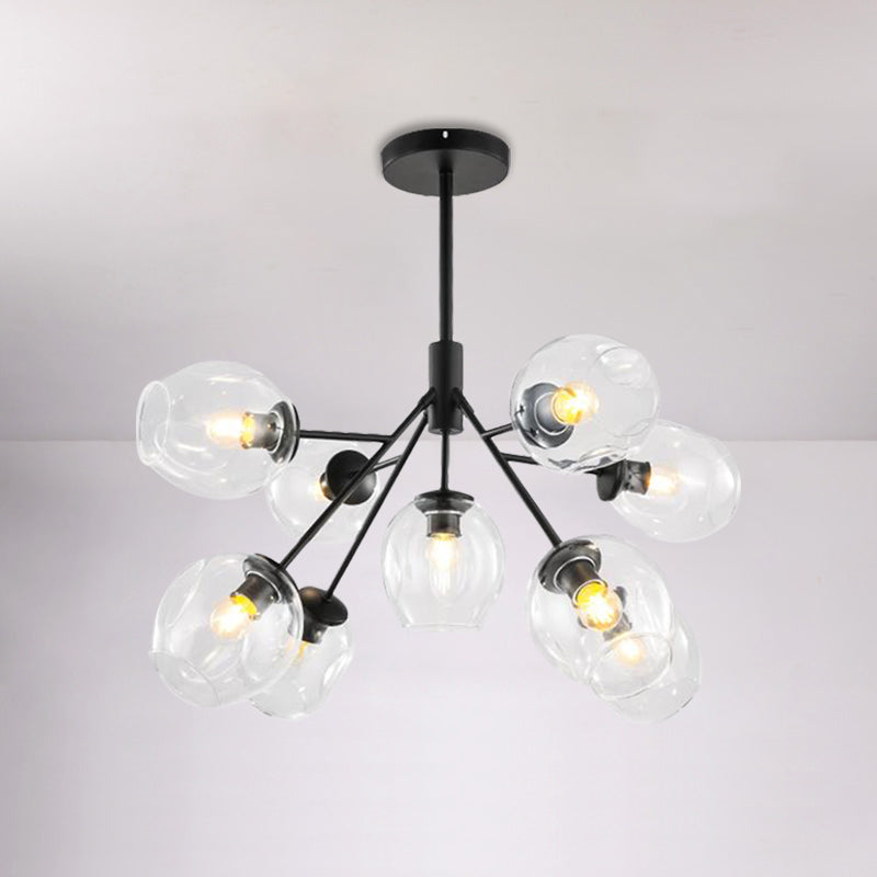 Modern Gold Finish Clear Glass Branching Chandelier - 7/9/13 Heads Simple Ceiling Pendant Light