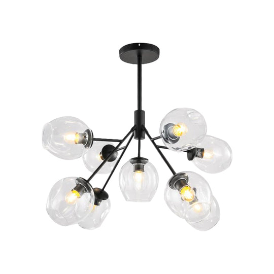 Modern Gold Finish Clear Glass Branching Chandelier - 7/9/13 Heads Simple Ceiling Pendant Light