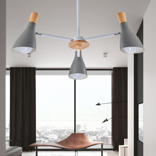 Macaron Loft Chandelier: Baby Bedroom Hanging Light With 3 Metal Lights