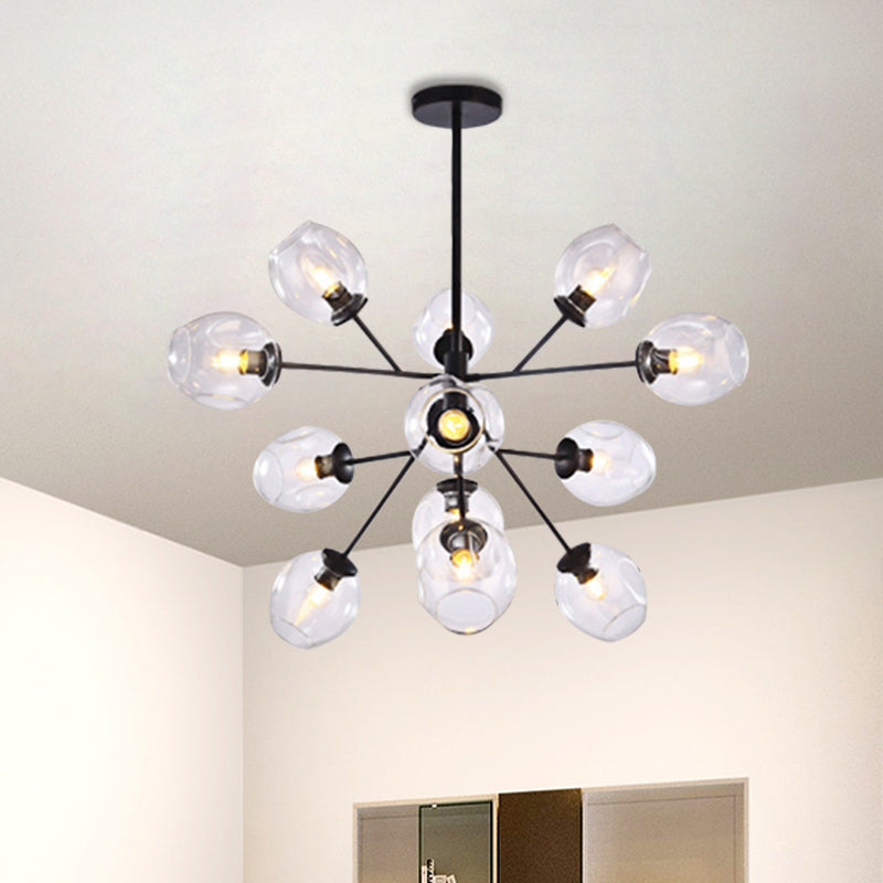 Modern Gold Finish Clear Glass Branching Chandelier - 7/9/13 Heads Simple Ceiling Pendant Light