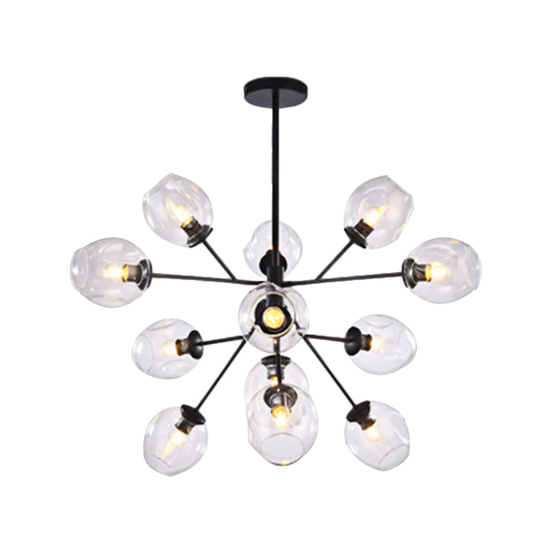 Modern Gold Finish Clear Glass Branching Chandelier - 7/9/13 Heads Simple Ceiling Pendant Light