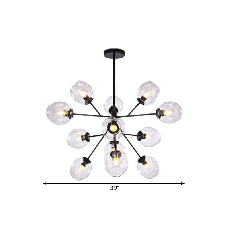 Modern Gold Finish Clear Glass Branching Chandelier - 7/9/13 Heads Simple Ceiling Pendant Light