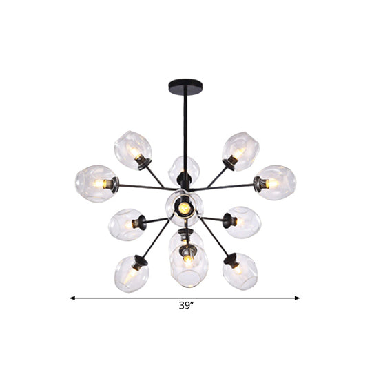 Modern Gold Finish Clear Glass Branching Chandelier - 7/9/13 Heads Simple Ceiling Pendant Light