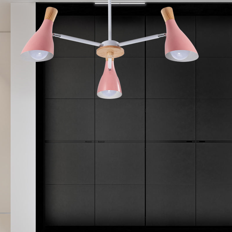 Macaron Loft Chandelier: Baby Bedroom Hanging Light With 3 Metal Lights