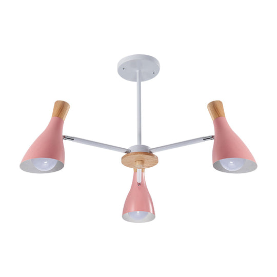 Macaron Loft Chandelier: Baby Bedroom Hanging Light With 3 Metal Lights