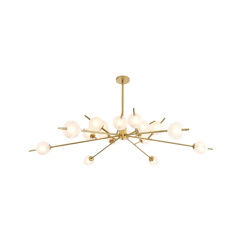 Modern Black & Gold Branch Chandelier - Bubble Shade 18 Lights Frosted Glass