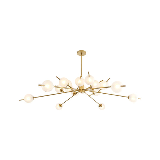 Modern Black & Gold Branch Chandelier - Bubble Shade 18 Lights Frosted Glass