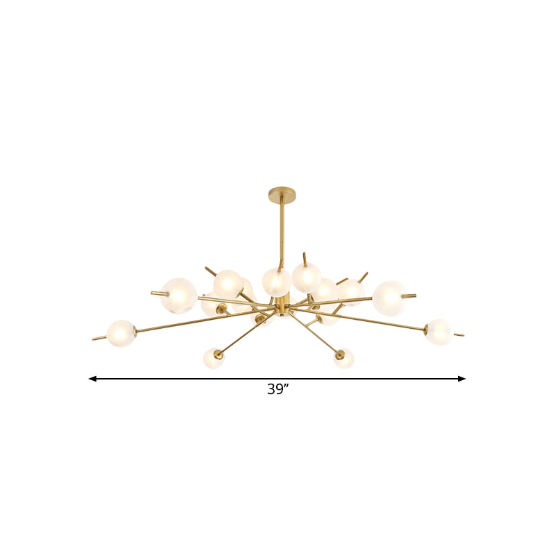 Modern Black & Gold Branch Chandelier - Bubble Shade 18 Lights Frosted Glass