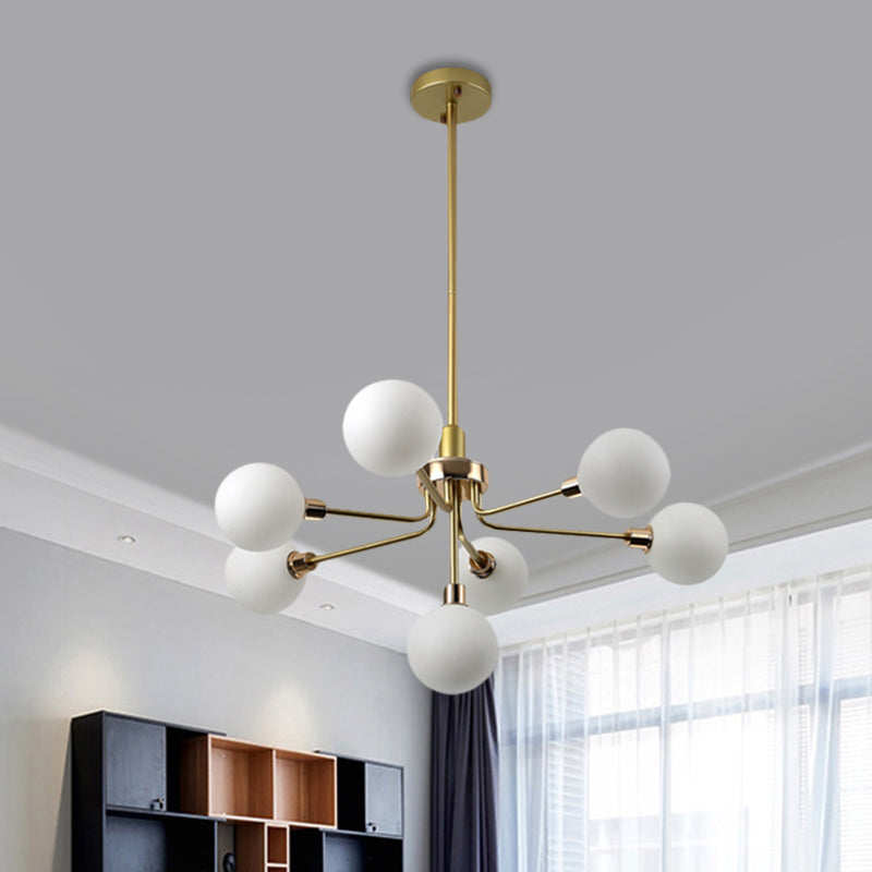 Modern 7-Light Opal Glass Chandelier In Black/Coffee/Gold Finish